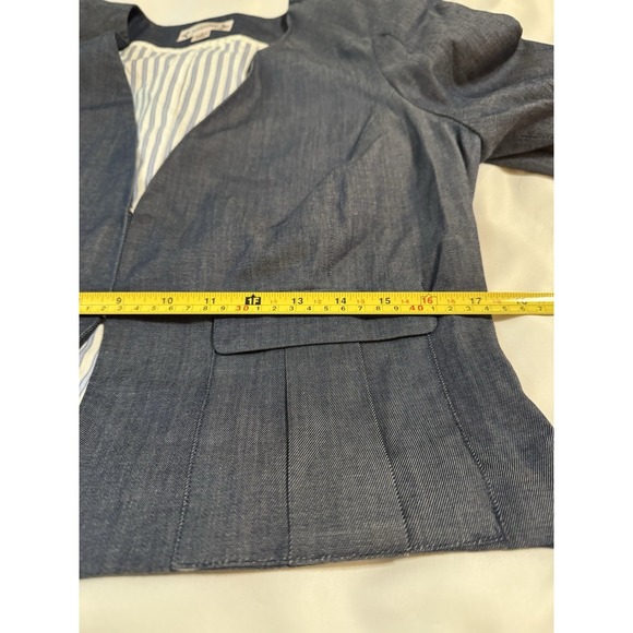 Nanette Lepore Blazer Womens S Blue Denim-Like Y2K Hook-Eye Closure Hippie - Picture 7 of 11